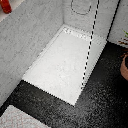 Receveur en acrylique Blanc Effet Pierre 80x120...