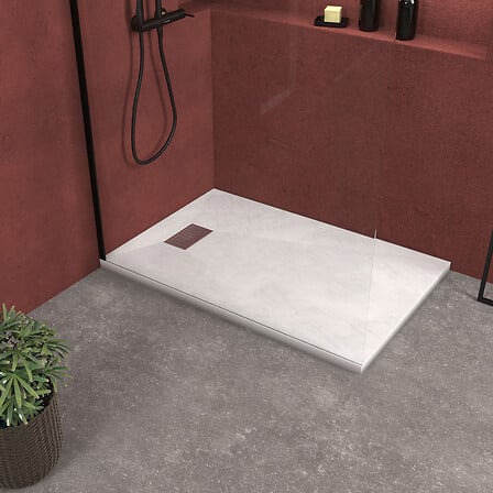 AURLANE Pack Receveur Blanc Effet Pierre 140x90...