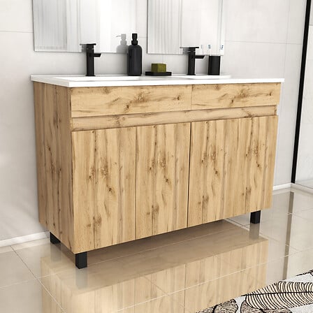 AURLANE Meuble de salle de bains 120cm 4 Portes...