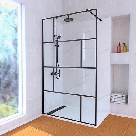 Paroi de Douche 120 cm Sérigraphie Noire et Rec...