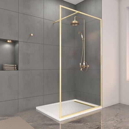 Paroi de Douche 120x200cm + Grille Finition Or ...