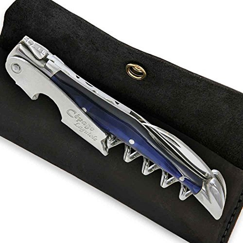 Sommelier Laguiole manche en plexiglass bleu an...