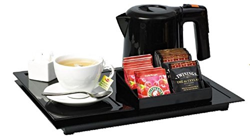 Pole Achat Deux plateaux petit déjeuner + 1 bouilloire hotel 0,600L + porte sachets thé café - l'ensemble noir code EAN 3700738900395 