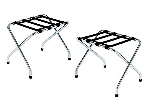 Pole Achat Lot de 2 Support bagages METAL CHROME chambre d'hotel - Pole-achat PORTE VALISES code EAN 3700738900586 