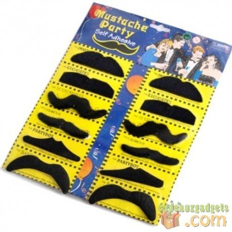 Lot de 12 fausses moustaches adhésives