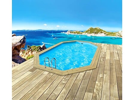 HABITAT ET JARDIN HABITAT ET JARDIN Piscine bois " Baléares " - 6.50 x 4.40 x 1.31 m + Pompe à ch ... code EAN 3700746411227 