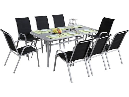 HABITAT ET JARDIN Salon de jardin "Cordoba XL 180" - Phoenix - Noir code EAN 3700746437043 