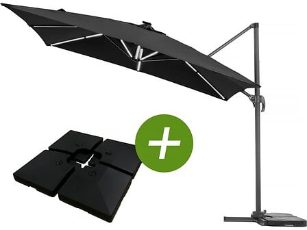 HABITAT ET JARDIN Parasol jardin déporté LED Alu "Sun 4 Luxe" - Rectangle - 3 x ... code EAN 3700746482715 