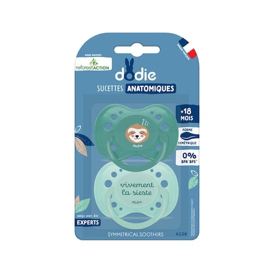  Dodie Duo Sucettes anatomiques Paresseux Multicolore 18 mois code EAN 3700763511450 