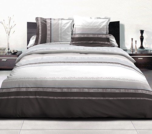 Parure de draps 4 pièces 100% Coton / 57 Fils/cm2 Graphite gris 3700766340736 UNIVERS-DECOR