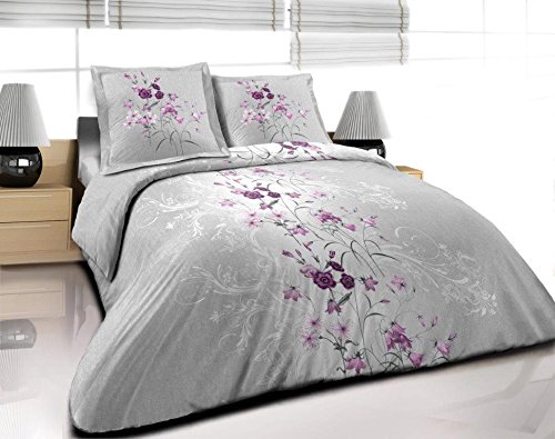 Nuage Ensemble 3 Pièces BRISTOL GRIS Pour Lit 2 personnes: Housse de couette + 2 Taies d'oreiller 3700766367108 (3700766367108)