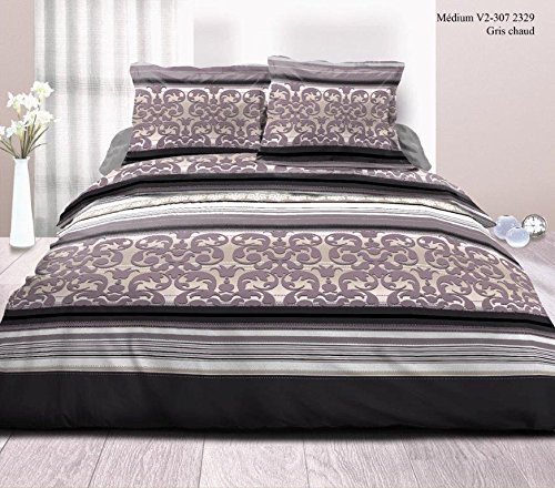 Nuage Ensemble 3 Pièces VENISE PRUNE Pour Lit 2 personnes: Housse de couette + 2 Taies d'oreiller 3700766367702 (3700766367702)