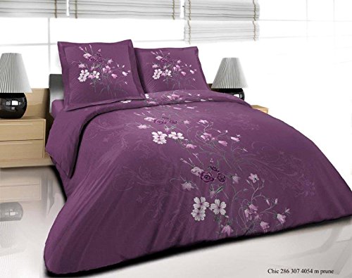 Nuage Ensemble 3 Pièces BRISTOL PRUNE Pour Lit 2 personnes: Housse de couette + 2 Taies d'oreiller 3700766367719 (3700766367719)