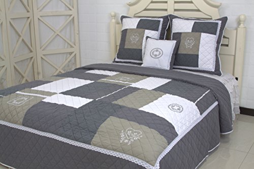 Couvre lit boutis 2 places Audrey Gris 