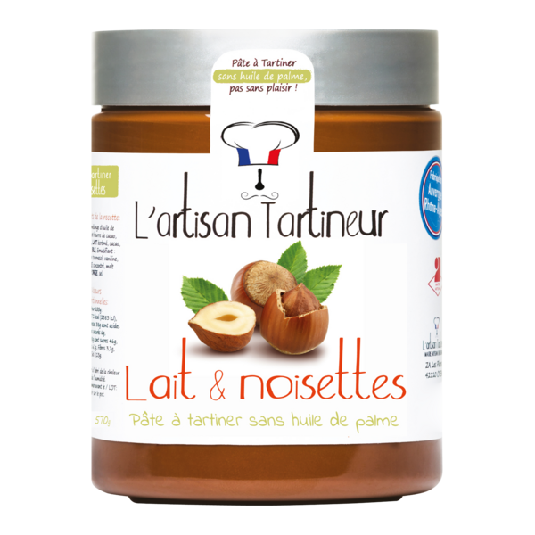 L'ARTISAN TARTINEUR PÂTE À TARTINER LAIT ET NOISETTES
 code EAN 3700774302740 