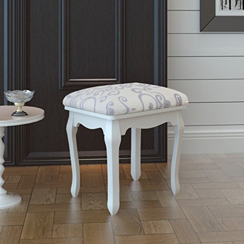 Tabouret Pouf pour coiffeuse en bois blanc