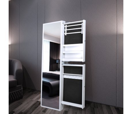 Armoire À Bijoux Blanche Avec Miroir Et 2 Tiroirs