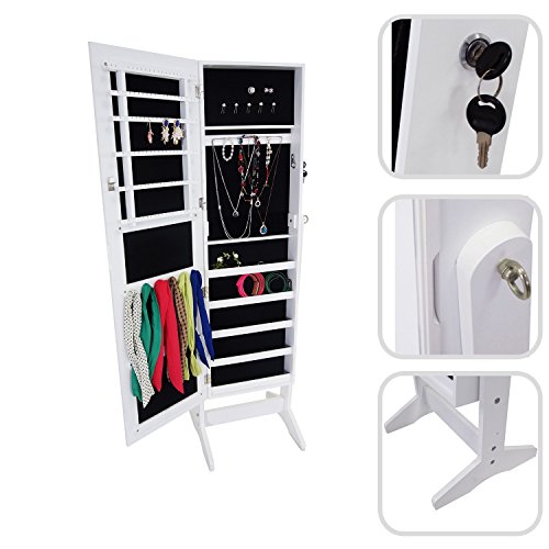 - armoire à bijoux avec miroir - blanc - rangem...