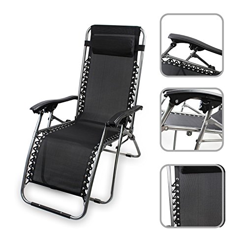 Chaise longue de jardin inclinable, transat mét...