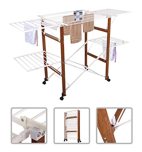 Étendoir à linge extensible pliable double nive...