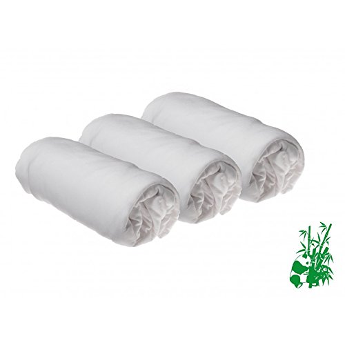 Lot de 3 Draps housse Bambou pour lit berceau 4...