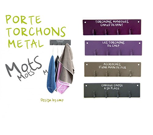 La Pieuvre Qui rit Accroche-torchons Metal 14x3cm Mots - Violet code EAN 3700804930752 