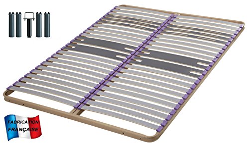 Sommier lattes Morpho 140x190 + 5 pieds Hauteur...