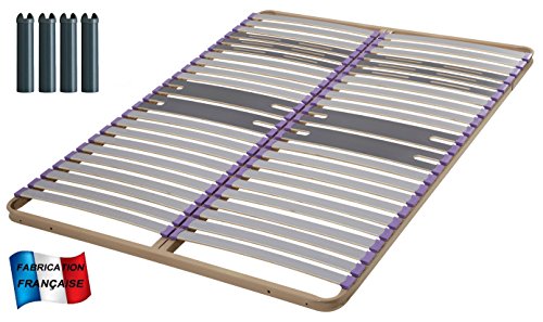 Sommier lattes Morpho 2X80=160x200 +4 pieds Hau...