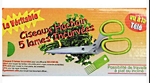 SADEM CISEAUX A HERBES HACHOIR 5 LAMES INCURVEES + PEIGNE USTENSILE CUISINE 3700821625044 (3700821625044)