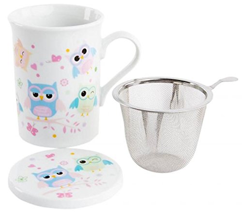 Mug à infusion Hibou 280 ml avec couvercle et f...
