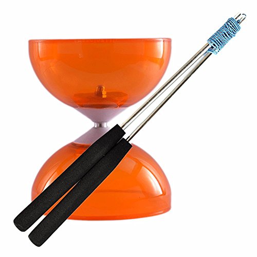 Passe Passe DiaboloX 110mm Orange avec axe fixe avec paire de baguettes en aluminium et sa ficelle Slide. Diabolo conseillé pour les plus de 8 ans. code EAN 3700830162899 