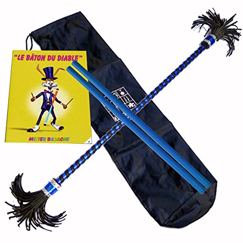 Claz-stix Bâton de fleur "Claz-stix" BLEU métallique , complet avec baguettes de contrôle en silicone et fibre , Livret Mr Babache et sac de rangement/Transport PassePasse 3700830187571 (3700830187571)