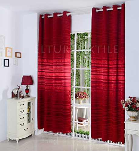 Iltera paire de 2 panneaux rideaux occultant rayure brillant (horizon) dimension 140x260 plusieur couleur au choix (rouge) code EAN 3700836510199 