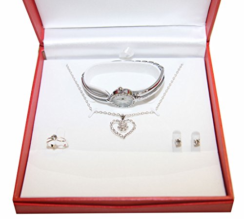 Coffret Cadeaux Rouge Femme Montre+Bague+Boucle...