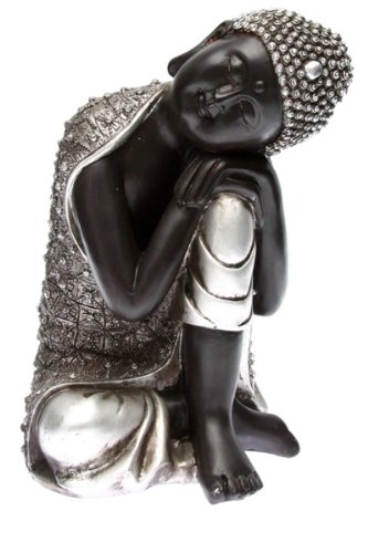 Statue Bouddha Statuette Boudha assis argent vi...