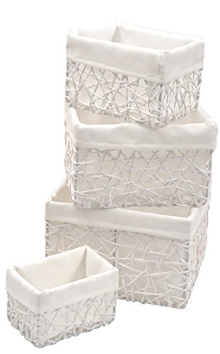 Lot de 4 corbeilles de rangement - Aspect osier...