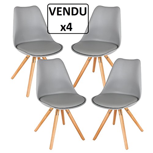 Lot de 4 chaises confortables - Style scandinav...