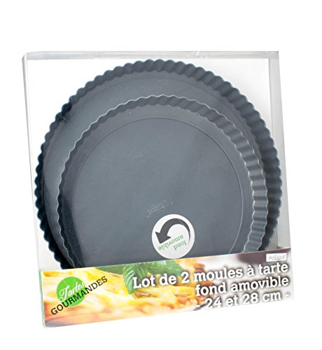 Tg-2rd lot de 2 moules à tarte fond amovible fo...