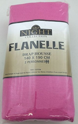- drap housse 140x190 cm rose 100% flanelle