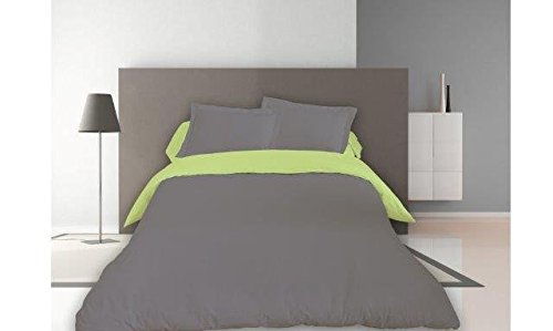 - housse de couette 220x240 cm bicolore gris/ve...