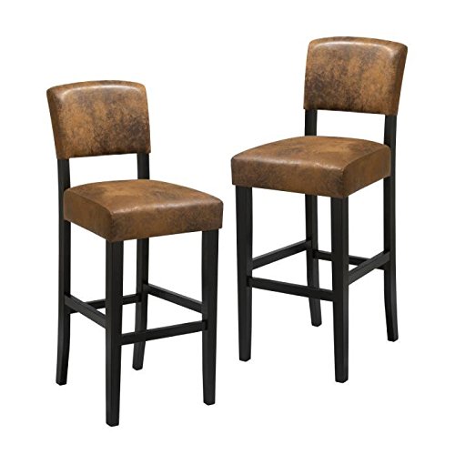 SALOON Lot de 2 tabourets de bar marron vintage