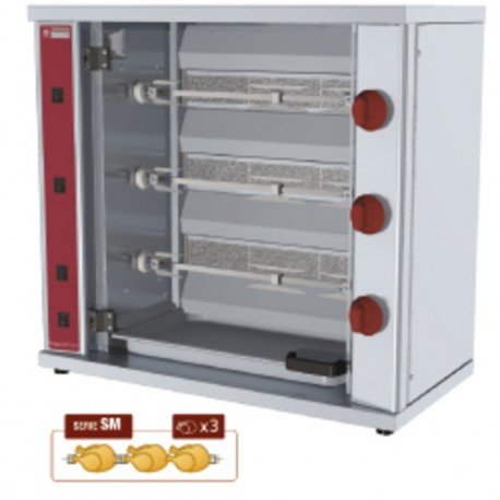Rôtissoire à poulets au gaz avec 3 broches pour...