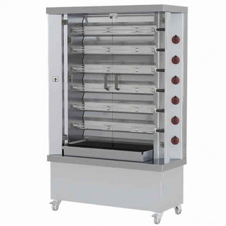 Rôtissoire à poulets à gaz avec éclairage, 6 br...