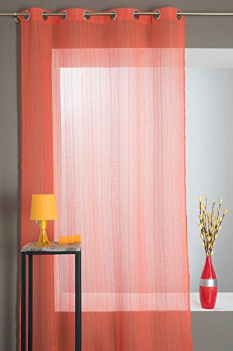 Rideau Voilage Uni Tissage Trame Orange