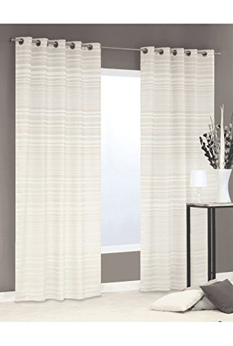 Paire de Rideaux Jacquard à Rayures Horizontale...