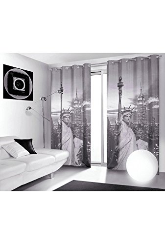 Rideau Imprimé Motif New York Statue de la Libe...