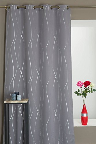 Rideau Occultant Motif Vagues Tissées Argentées...