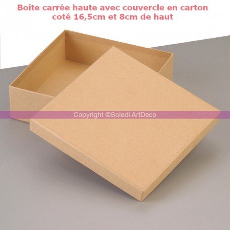 Boîte carrée haute avec couvercle en carton, co...
