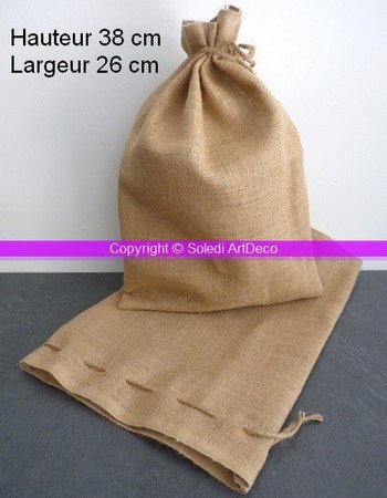Sac en toile de jute forte avec cordon de serra...