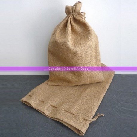 Sac en toile de jute forte avec cordon de serra...
